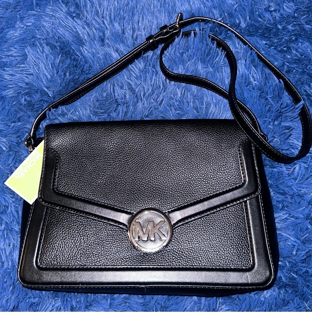 Michael Kors Black Crossbody Bag with Silver Hardware